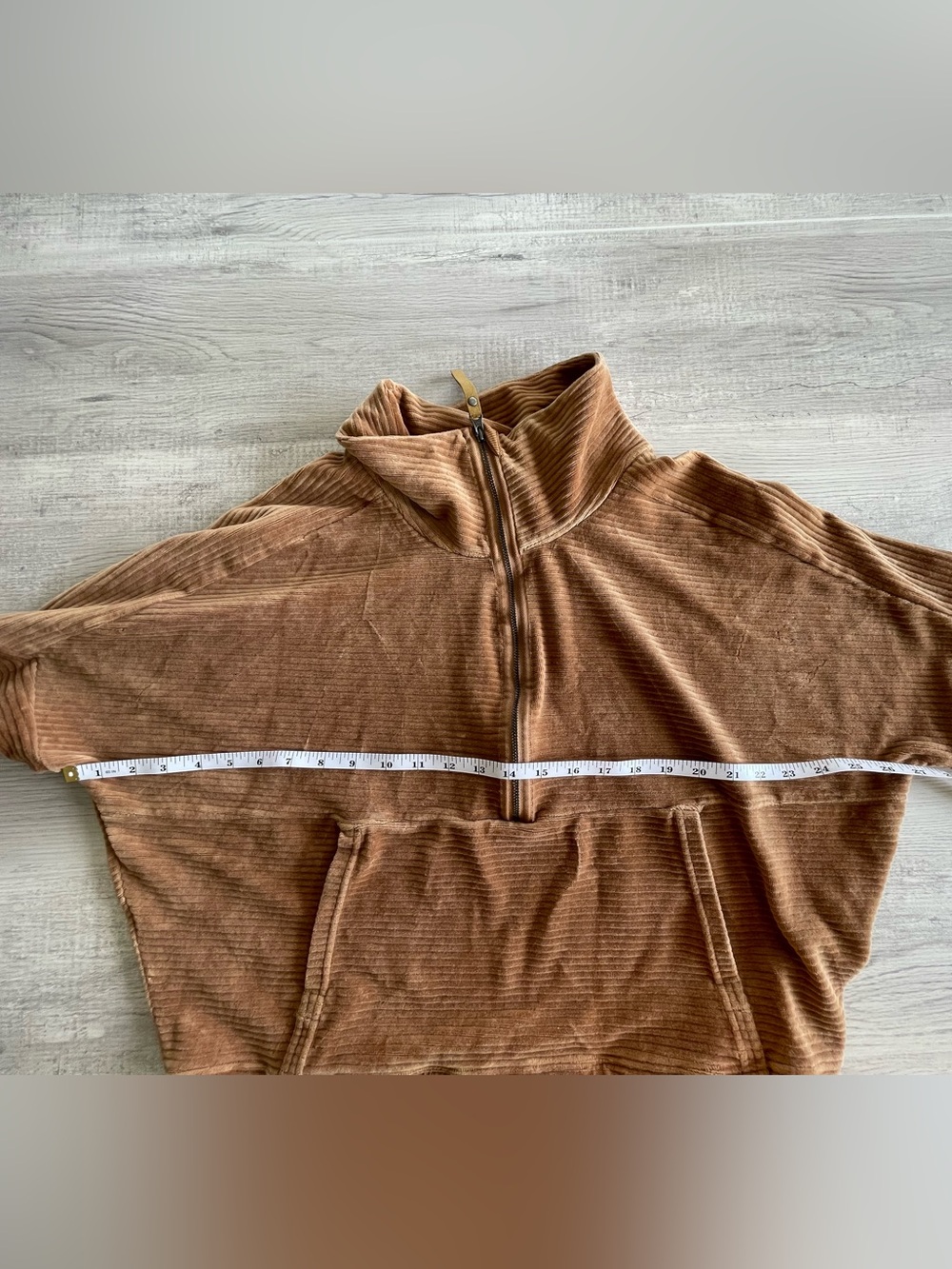 Prana size large Escambia half zip pullover in camel brown velour rib texture - Picture 15 of 16